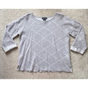 Cynthia Rowley Smart Heather Grey White Checked Soft Knit Jumper Women's Large